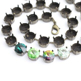 10 mm Ketten Fassung fr Swarovski und Preciosa Kristalle, Kesselketten ss47 altmessing