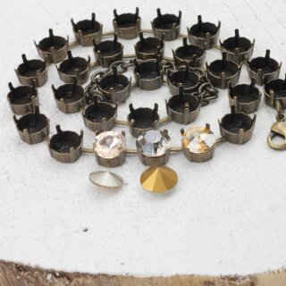 10 mm Ketten Fassung fr Swarovski und Preciosa Kristalle, Kesselketten ss47 altmessing