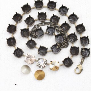 10 mm Ketten Fassung fr Swarovski und Preciosa Kristalle, Kesselketten ss47 altmessing