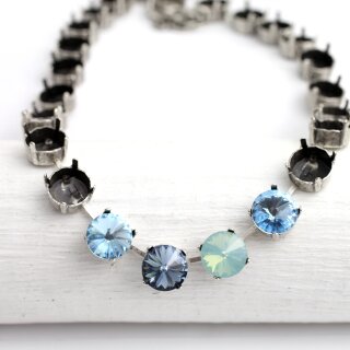 10 mm Ketten Fassung fr Swarovski und Preciosa Kristalle, Kesselketten ss47 altsilber