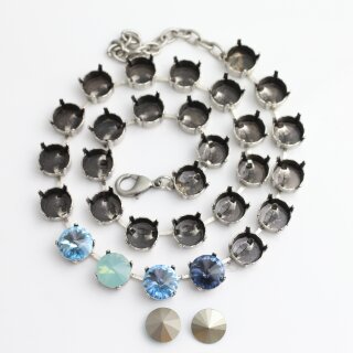 10 mm Ketten Fassung fr Swarovski und Preciosa Kristalle, Kesselketten ss47 altsilber