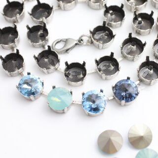 10 mm Ketten Fassung fr Swarovski und Preciosa Kristalle, Kesselketten ss47 altsilber