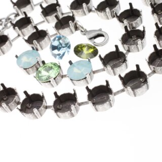 10 mm Ketten Fassung fr Swarovski und Preciosa Kristalle, Kesselketten ss47 altsilber