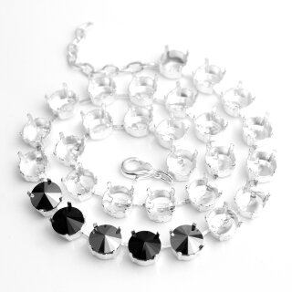 10 mm Silver Empty cup chain necklace setting for Swarovski and Preciosa Crystals ss47