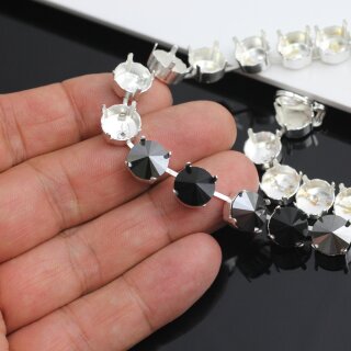 10 mm Ketten Fassung für Swarovski und Preciosa Kristalle, Kesselketten ss47 Silber
