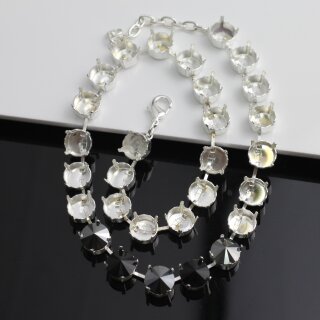 10 mm Ketten Fassung fr Swarovski und Preciosa Kristalle, Kesselketten ss47 Silber