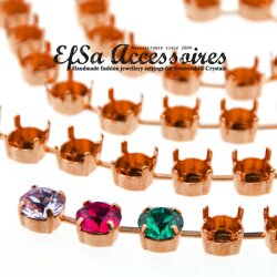 1 m Rose Gold Kesselkette für 8 mm Swarovski und Preciosa Kristalle, Kette Fassungen für Kristalle