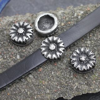 10 Blumen Schiebeperlen DIY Schmuckzubehr Rustikal Silber