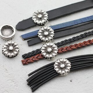 10 Blumen Schiebeperlen DIY Schmuckzubehr Rustikal Silber