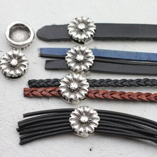10 Blumen Schiebeperlen DIY Schmuckzubehr Rustikal Silber