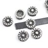 10 Rustic Silver Flower Slider Beads