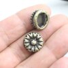 10 Antique Brass Flower Slider Beads