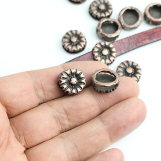 10 Blumen Schiebeperlen DIY Schmuckzubehr altkupfer