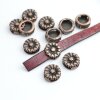 10 Antique Copper Flower Slider Beads