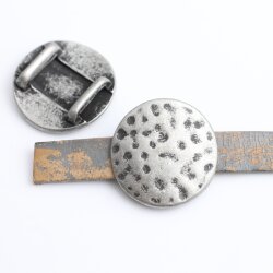 5 Rustic Silver Hammered Disc Slider beads