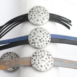 5 Rustic Silver Hammered Disc Slider beads