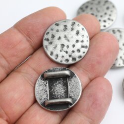 5 Rustic Silver Hammered Disc Slider beads