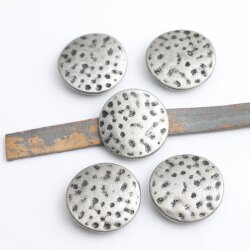 5 Rustic Silver Hammered Disc Slider beads