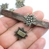 10 Antique Brass Edelweiss Alpen flower Slider Beads