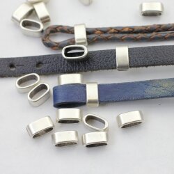 10 Antique Silver Slider Beads