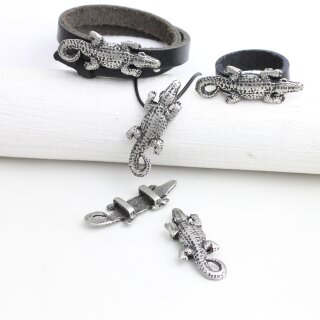 5 Rustikale Silber Schiebeperlen Krokodil, DIY Kette Anhnger, Ringe, Armband