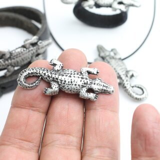 5 Rustikale Silber Schiebeperlen Krokodil, DIY Kette Anhnger, Ringe, Armband