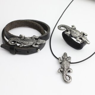 5 Rustikale Silber Schiebeperlen Krokodil, DIY Kette Anhnger, Ringe, Armband
