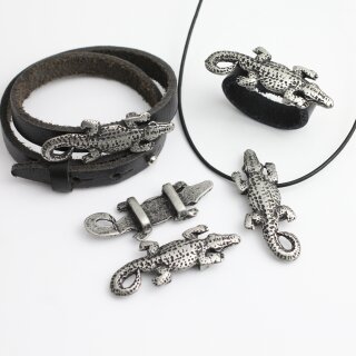 5 Rustikale Silber Schiebeperlen Krokodil, DIY Kette Anhnger, Ringe, Armband