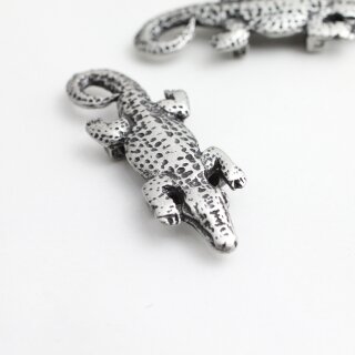 5 Rustikale Silber Schiebeperlen Krokodil, DIY Kette Anhnger, Ringe, Armband