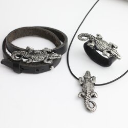 5 Rustic Silver Crocodile Slider Bead, DIY Necklaces, Rings, Bracelet