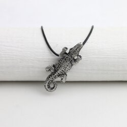 5 Rustic Silver Crocodile Slider Bead, DIY Necklaces, Rings, Bracelet