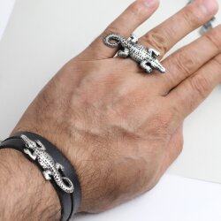 5 Rustikale Silber Schiebeperlen Krokodil, DIY Kette Anhänger, Ringe, Armband