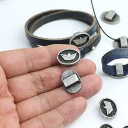 5 Rustikale Silber Schiffchen Schiebeperlen, DIY Kette...