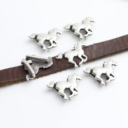 10 Galloping Horse Sliders, Antique Silver DIY Necklaces, Rings, Bracelet