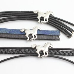10 Galloping Horse Sliders, Antique Silver DIY Necklaces, Rings, Bracelet