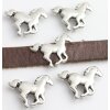 10 Galloping Horse Sliders, Antique Silver DIY Necklaces, Rings, Bracelet