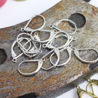 10 Pairs Raw Brass Lever Back With Tear Drop Earring Finding Rhodium Imitation