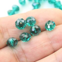 8x6mm 80 Pcs.Emerald Rondelle Faceted Beads, Glass Beads