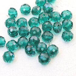 8x6mm 80 Pcs.Emerald Rondelle Faceted Beads, Glass Beads