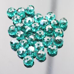 8x6mm 80 Pcs.Emerald Rondelle Faceted Beads, Glass Beads