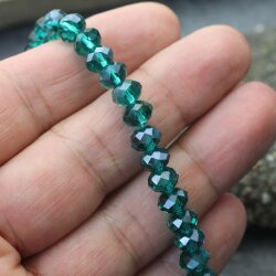 8x6mm 80 Pcs.Emerald Rondelle Faceted Beads, Glass Beads