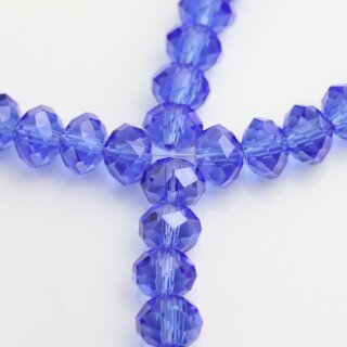 80 Pcs. 8x6mm Sapphire Rondelle Faceted Beads, Glass Beads