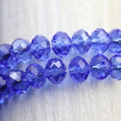 80 Stk. 8x6 mm Sapphire Facettierte Kristall Glasperlen Hochwertig glänzend