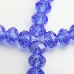 80 Pcs. 8x6mm Sapphire Rondelle Faceted Beads, Glass Beads