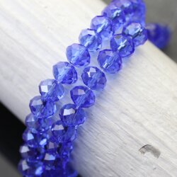 80 Pcs. 8x6mm Sapphire Rondelle Faceted Beads, Glass Beads