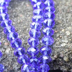 80 Pcs. 8x6mm Sapphire Rondelle Faceted Beads, Glass Beads