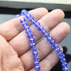 80 Pcs. 8x6mm Sapphire Rondelle Faceted Beads, Glass Beads