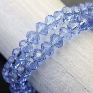 80 Stk.8x6mm Light Sapphire Facettierte Kristall Glasperlen Hochwertig glänzend