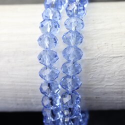 80 Stk. 8x6 mm Light Sapphire Facettierte Kristall Glasperlen Hochwertig glänzend