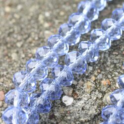 80 Stk. 8x6 mm Light Sapphire Facettierte Kristall Glasperlen Hochwertig glänzend